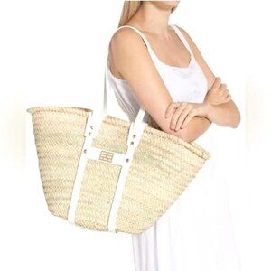NWT FRAME Denim Bag- Straw Tote- natural and OFF white SOLD OUT EVERYWHERE